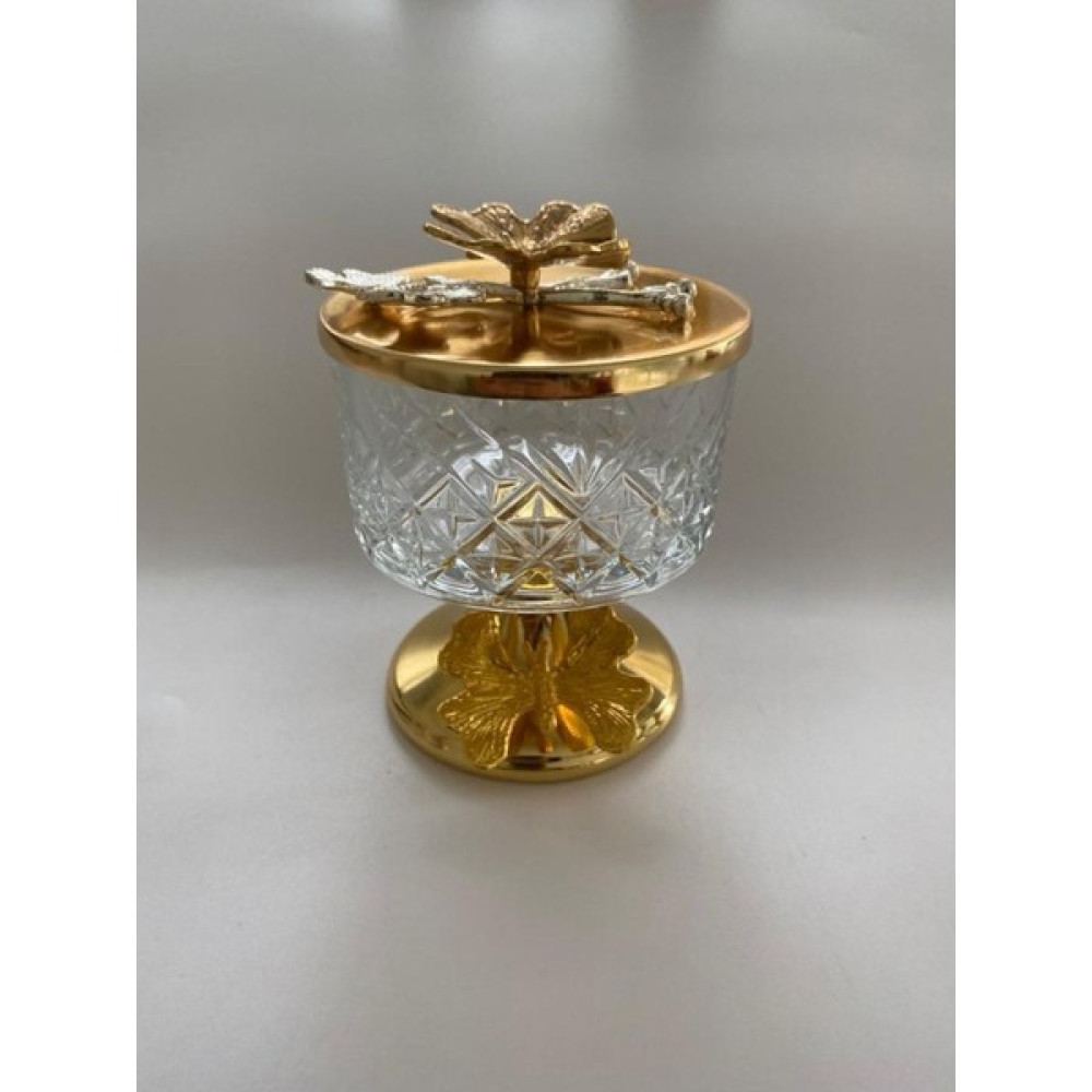 Fiyakalı Ürünler Atölyesi Gold Metal Ayaklı Paşabahçe Timeless Kapaklı Şekerlik, Çerezlik, Cam Reçellik, Dondurmalık Kase Fiyatı