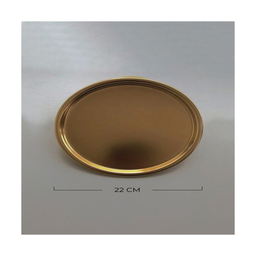 Fiyakalı Ürünler Atölyesi Gold Metal Dekoratif Servis Sunum Tepsisi 22 cm Servis Tepsisi Fiyatı