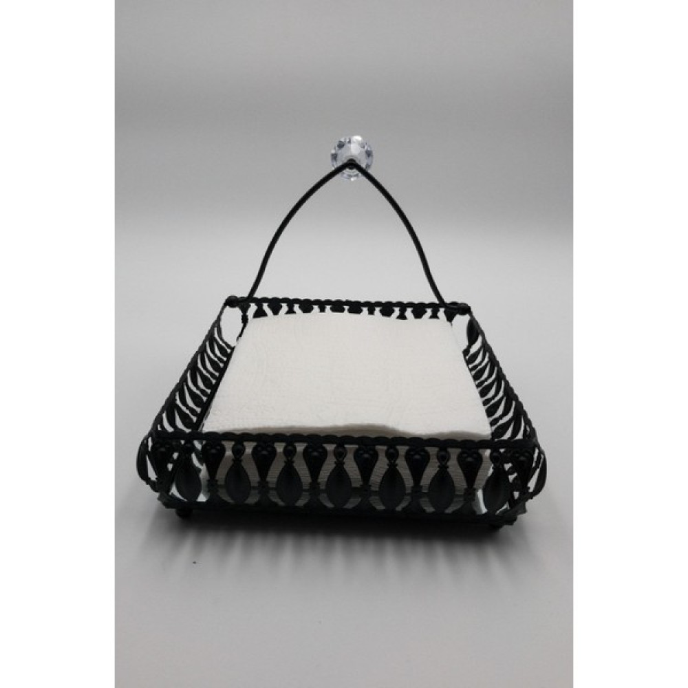 Fiyakalı Ürünler Atölyesi Mat Siyah Metal Kare Aynalı Peçetelik 20X20X5 - 10 x 10 cm Masa Örtüsü Fiyatı