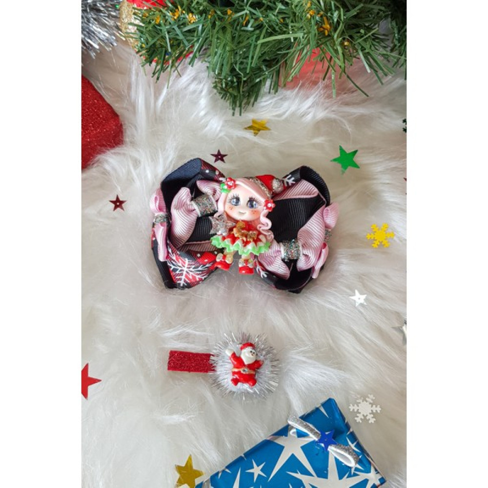 Fiyonka Handmade Creations Sevimli Yılbaşı Bebek Figür Kız Çocuk Fiyonk Kurdele Toka Toka, Taç & Saç Bandı Fiyatı