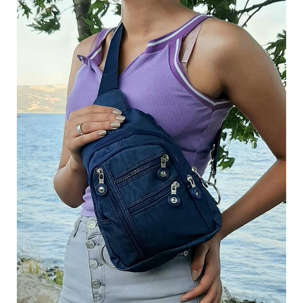 Fiyra Bb1 Lacivert Krinkıl Kumaş Beş Bölmeli Body Bag Bayan Çanta Giyim & İç Giyim Fiyatı