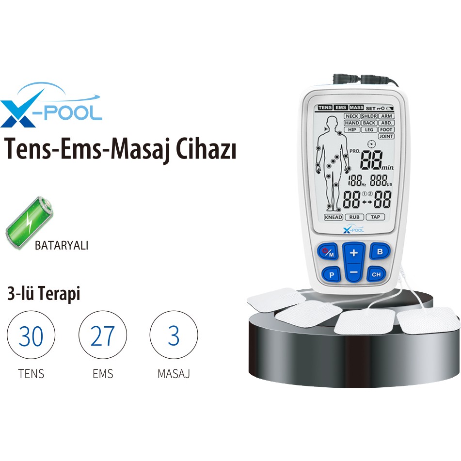 Fizyopol X-Pool R-C4A Bataryalı Şarjedilebilir 2 Kanallı Dijital Tens Ems Masaj Cihazı 60 Prog Diğer Fiyatı