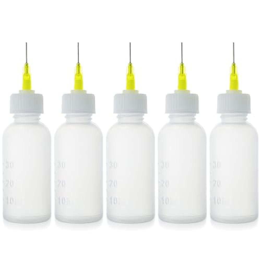 FJNATINH 30cc Needle Tip Glue Squeeze Bottle, Precision Tips Applicator Bottles, 5 Pack