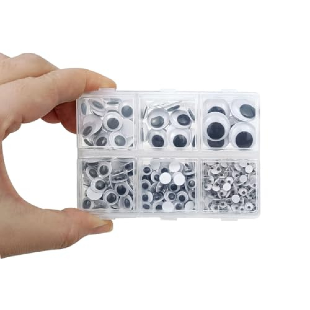 FKEYTO 380pcs Small Wiggle Googly Eyes with Self Adhesive, Mini Size 4mm 6mm 8mm 10 mm 12mm 15mm