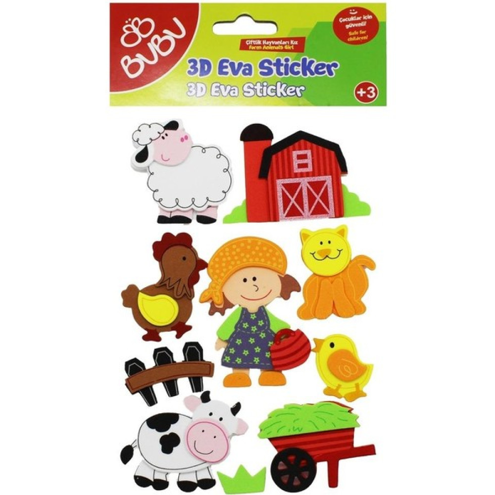 FKM Bubu 3D Eva Sticker Çiftlik Yapışkanlı Eva Etiket Fiyatı