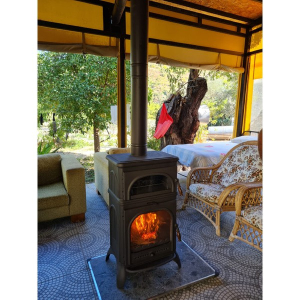 Flame Stove FS-023 Modena Oven Tek Camlı Kuzineli Döküm Soba Bahçe Mobilyası Fiyatı