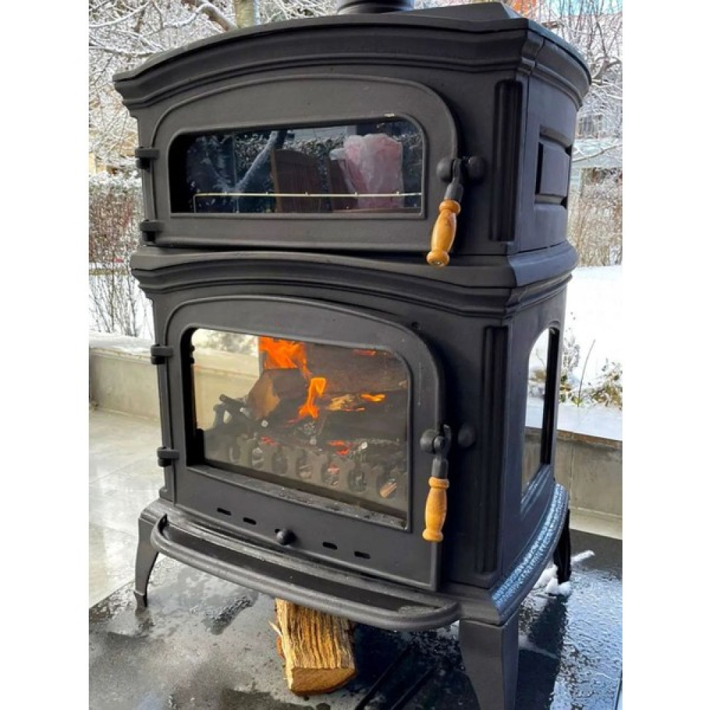 Flame Stove FS-034 Altara Lüx Premium 3 Camlı Kuzineli Pik Döküm Soba Bahçe Mobilyası Fiyatı