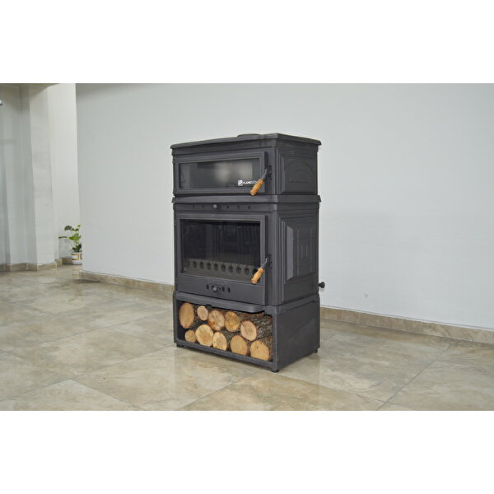 Flame Stove FS-044 St Retro Dik Tek Camlı Odunluklu Kuzineli Döküm Soba Bahçe Mobilyası Fiyatı