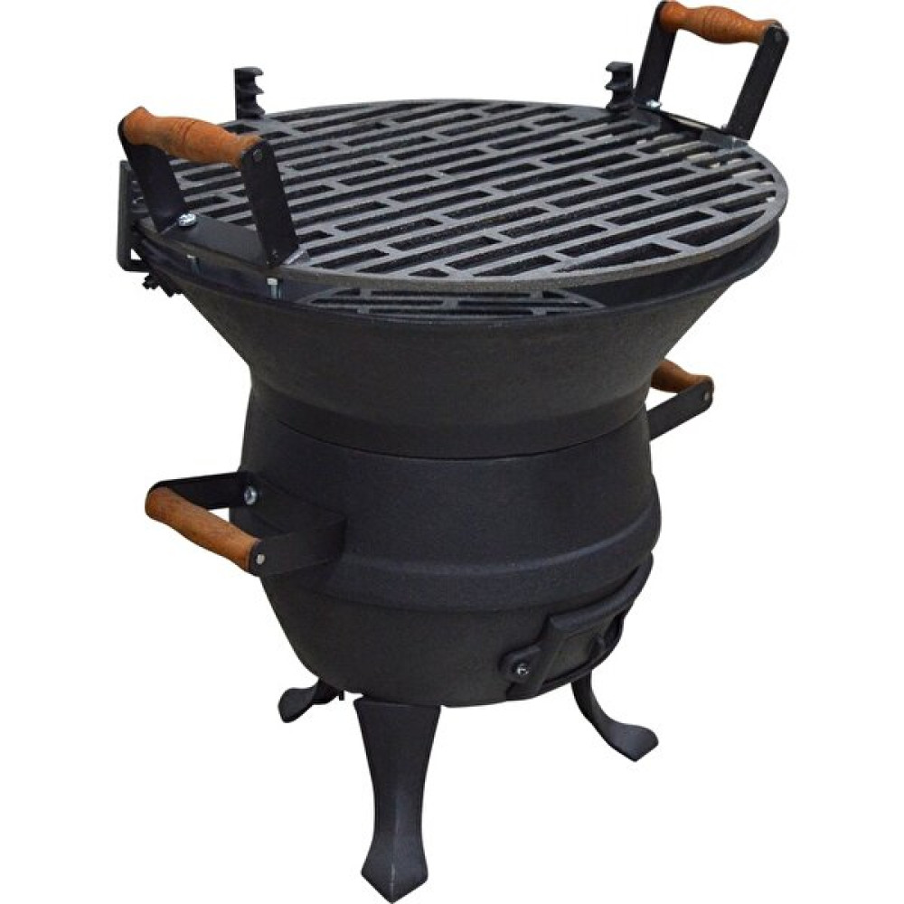 Flame Stove FS-402 Kademeli Yuvarlak Döküm Mangal - Antrasit Gri Bahçe Mangalı & Barbekü Fiyatı