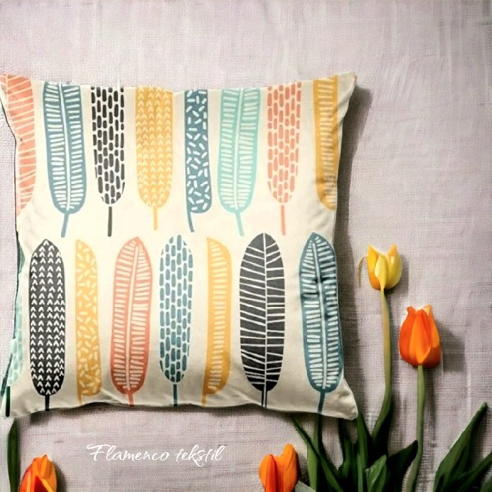 Flamenco Tekstil Dijital Baskılı Hediyelik Kaliteli Çift Baskılı Kırlent Kılıfı - 45 x 45 cm - Renkli Kırlent / Mobilya Yastığı Fiyatı