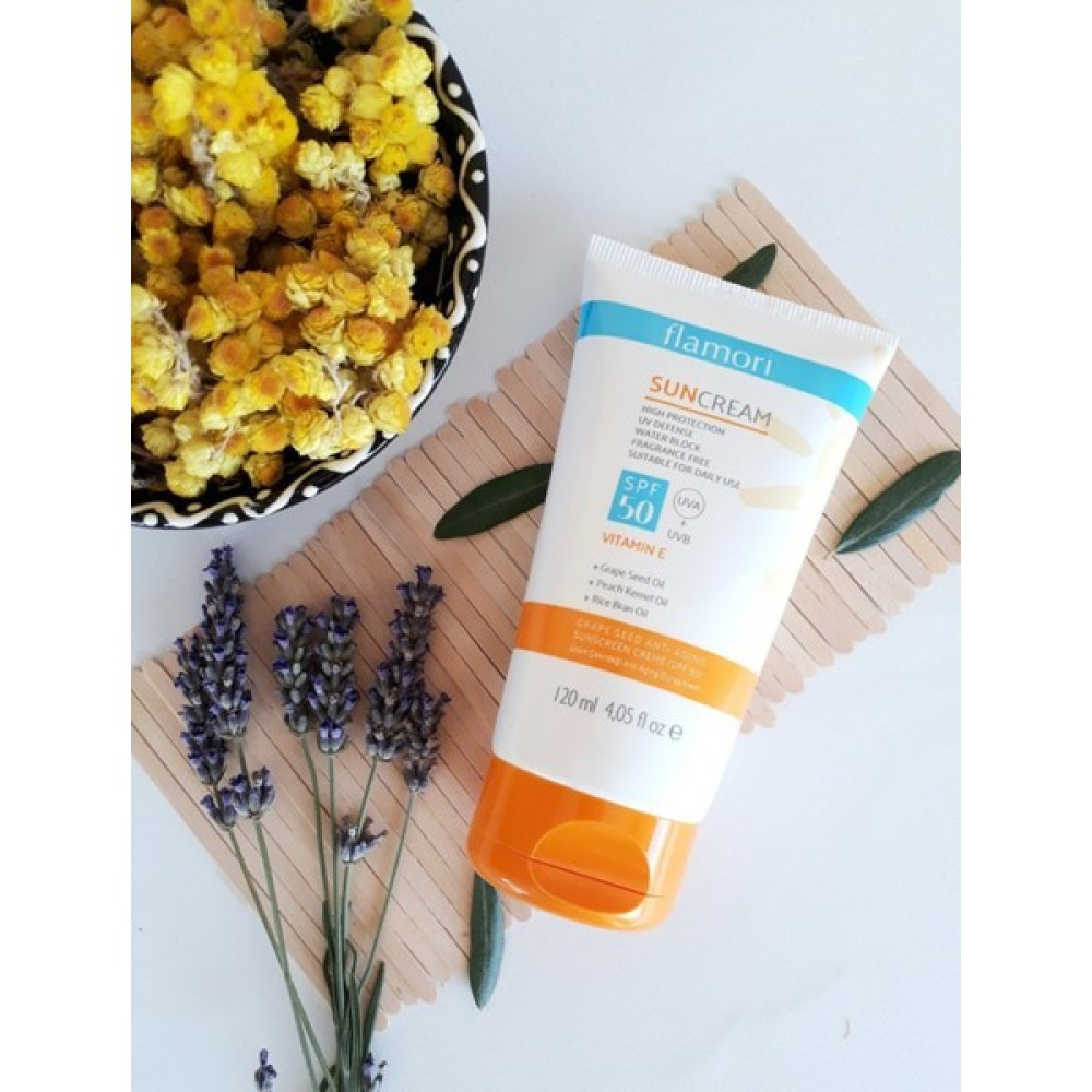 Flamori Güneş Kremi 50 Spf + Uva + Uvb, E Vitamini 120 ml Güneş Kremleri ve Losyonları Fiyatı