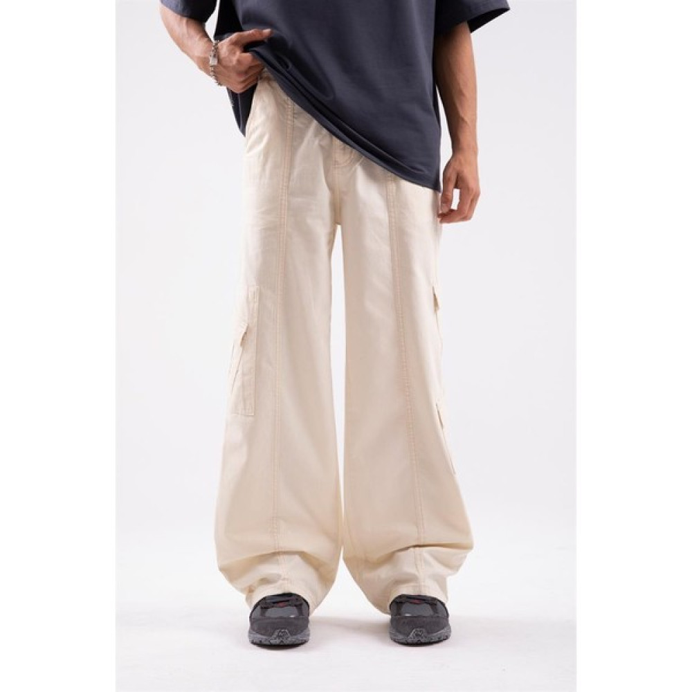 Flaw Mini Cep Detay Krem Baggy Pantolon Erkek Pantolon Fiyatı
