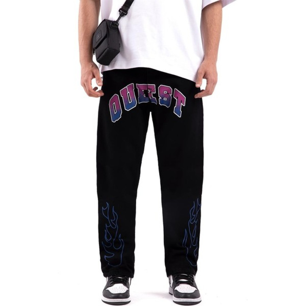 Flaw Quest Flame Baskılı Siyah Baggy Jean Erkek Pantolon Fiyatı