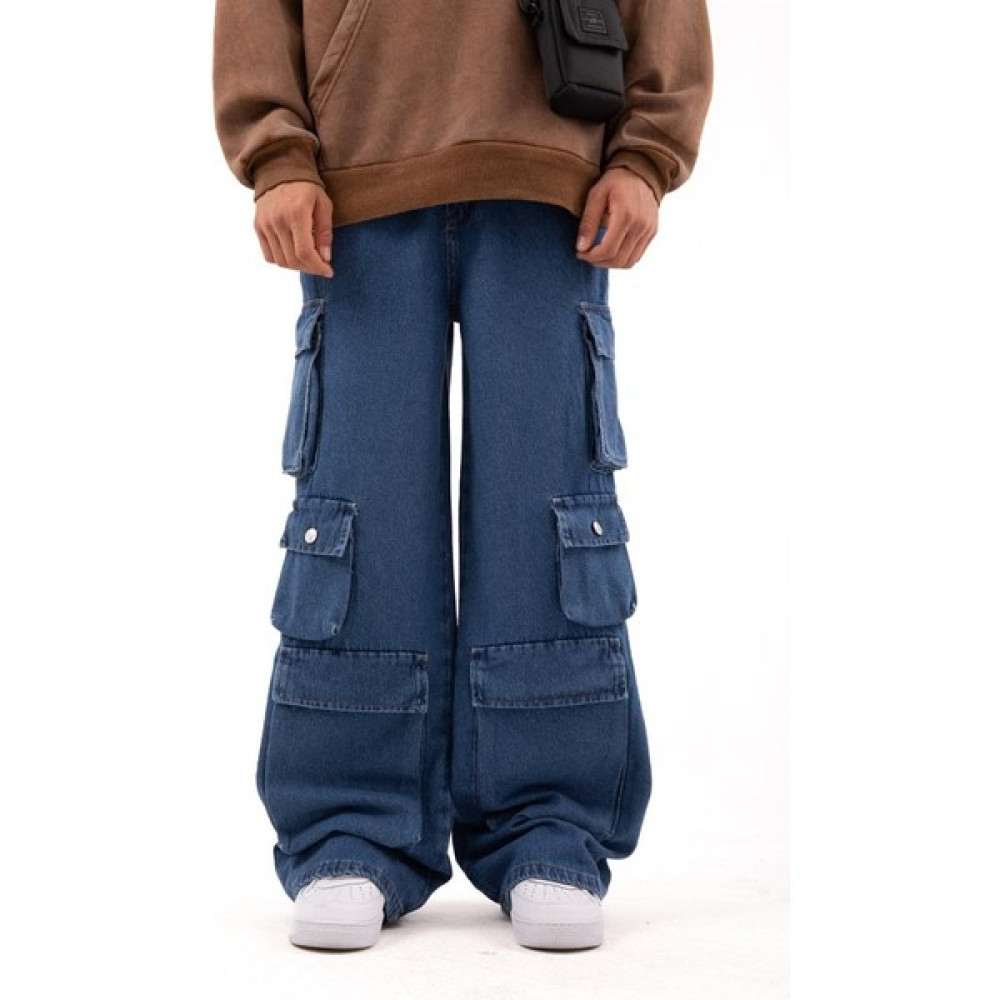 Flaw Six Cargo Pocket Mavi Baggy Jean Erkek Pantolon Fiyatı
