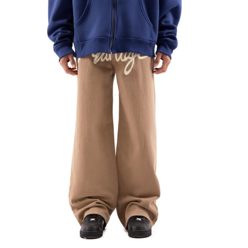 Flaw Yazı Baskılı Kahrengi Baggy Pantolon Erkek Pantolon Fiyatı