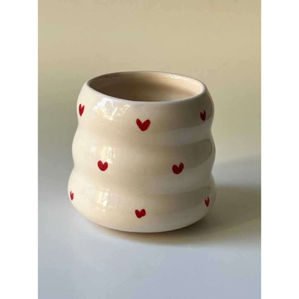 Fleur De Cansu El Yapımı Seramik Kırmızı Kalp Mug Kupa Bardak Mavi Kalp Kupa Fincan / Bardak / Kahve Takımı Fiyatı