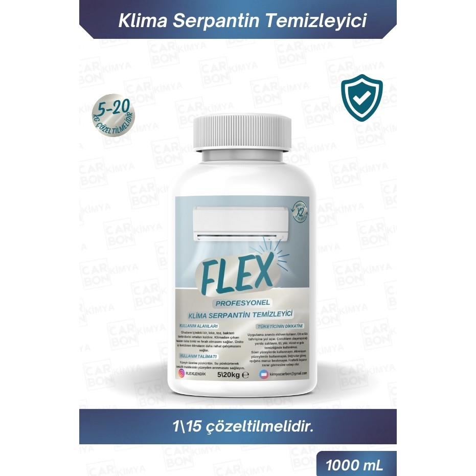 Flex Klima Serpantin ve Iç Ünite Temizleme Solüsyonu -1000ML- - Fosforlu Yeşil Klimalar Fiyatı