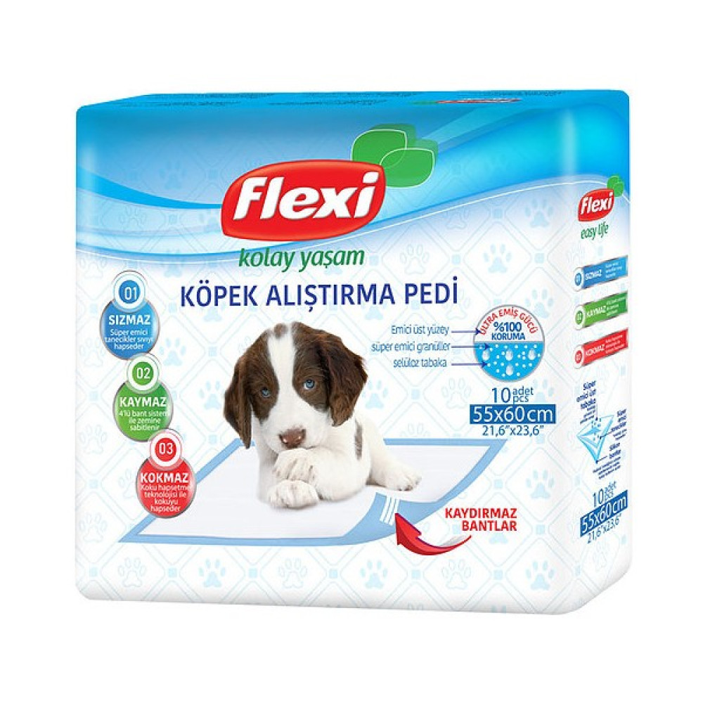 Flexi Eğitim Çiş Pedi 55 x 60 Kaydırmaz Bantlı 10 Lu x 5 Adet Evcil Hayvan Ürünleri Fiyatı