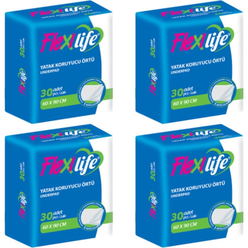 Flexi Flexilife Hasta Altı Bezi 60 x 90 cm Süper Emici 30 Adet Yatak Koruyucu 4 Paket Alez / Yatak Koruyucu Fiyatı