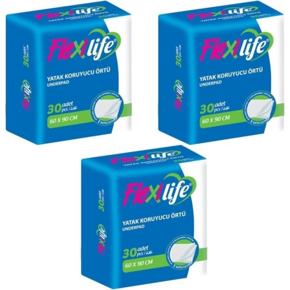 Flexi Life Evcil Hayvan Çiş Pedi Yatak Koruyucu 60X90 cm 90 Kullanım - 60 x 90 cm Evcil Hayvan Ürünleri Fiyatı