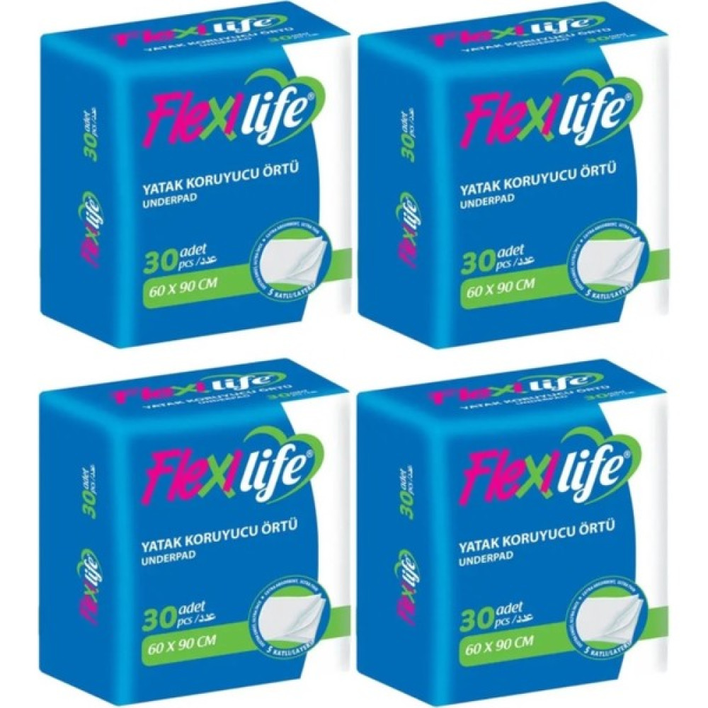Flexi Life Hasta Alt Açma Yatak Koruyucu Örtü 60*90 cm Klasik 120 Adet (4pk*30) - 60 x 90 cm Alez / Yatak Koruyucu Fiyatı