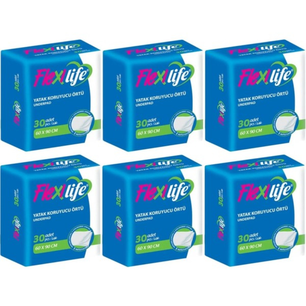 Flexi Life Hasta Alt Açma Yatak Koruyucu Örtü 60*90 cm Klasik 180 Adet (6pk*30) - 60 x 90 cm Alez / Yatak Koruyucu Fiyatı