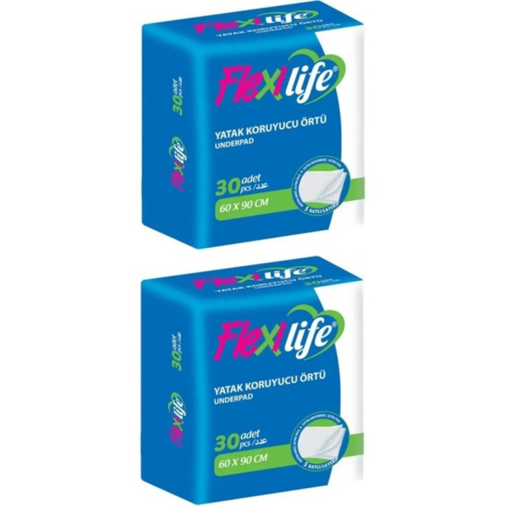 Flexi Life Hasta Alt Açma Yatak Koruyucu Örtü 60*90 cm Klasik 60 Adet (2pk*30) - 60 x 90 cm Alez / Yatak Koruyucu Fiyatı