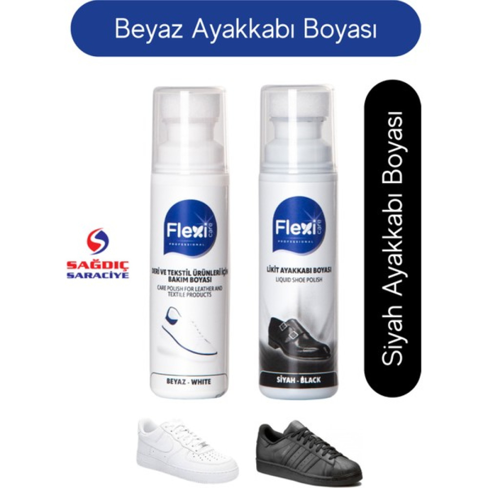 Flexicare Flexi Spor Beyaz Deri ve Kumaş Ayakkabı Boyası & Siyah Deri Ayakkabı Boyası 75 ml Ayakkabılar ve Çantalar Fiyatı
