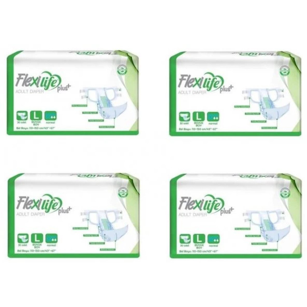 Flexilife Plus Belbantli Buyuk Boy Large Hasta Bezi 30'Lu 4 Paket / 120 Adet Hasta Bezleri ve Temizliği Fiyatı