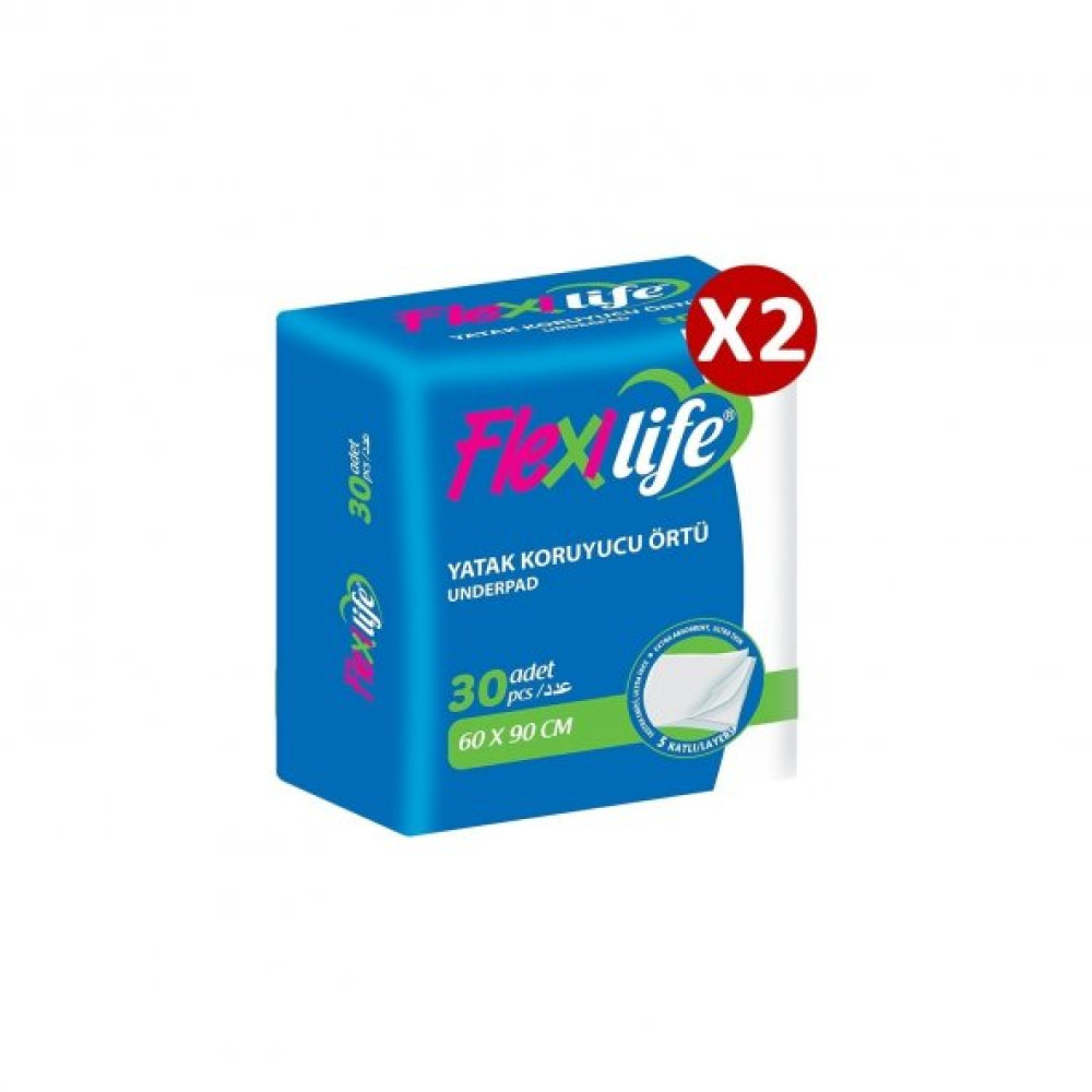 Flexilife Yatak Koruyucu Ortu 60X90 30Lu 2 Paket / 60 Adet Hasta Bezleri ve Temizliği Fiyatı