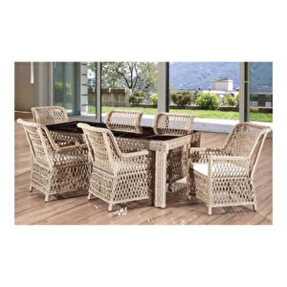Flexy Rio 100x200 Masalı Bahçe Balkon Yemek Takımı Bej Bahçe Mobilyası Takımı Fiyatı