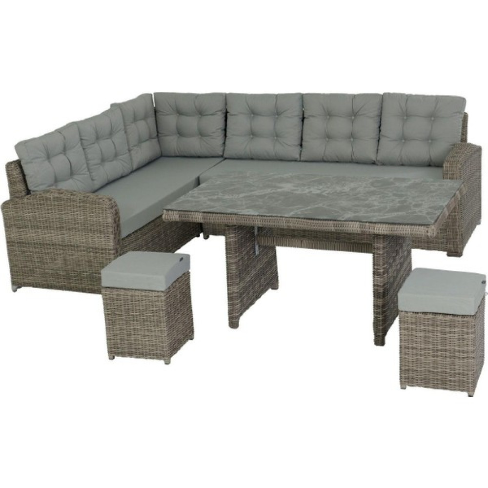 Flexy Royal 707 Rattan Bahçe Köşe Takımı | Bahçe Takımı | 2 Puflu Bahçe Mobilyası Takımı Fiyatı