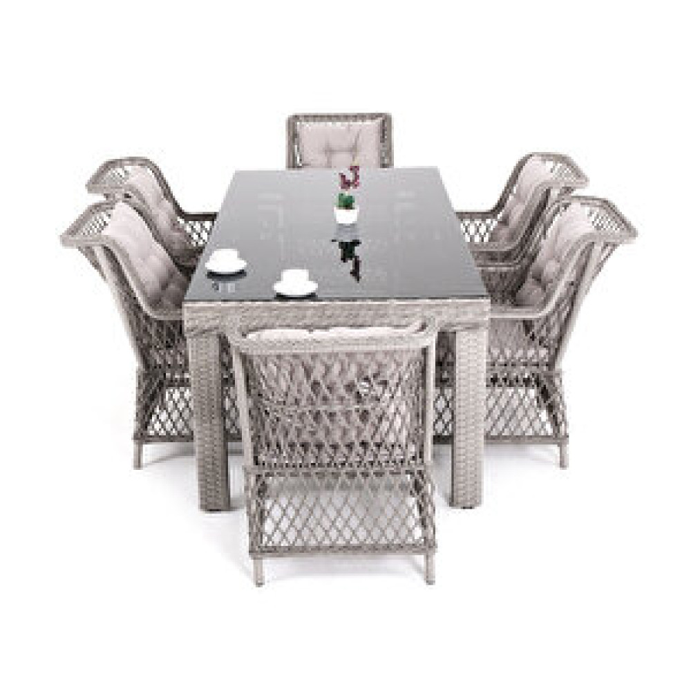 Flexy Roza Ritim 707 Gri Bahçe Balkon Yemek Takımı, 100x180 Masalı 100x180 cm Bahçe Mobilyası Takımı Fiyatı