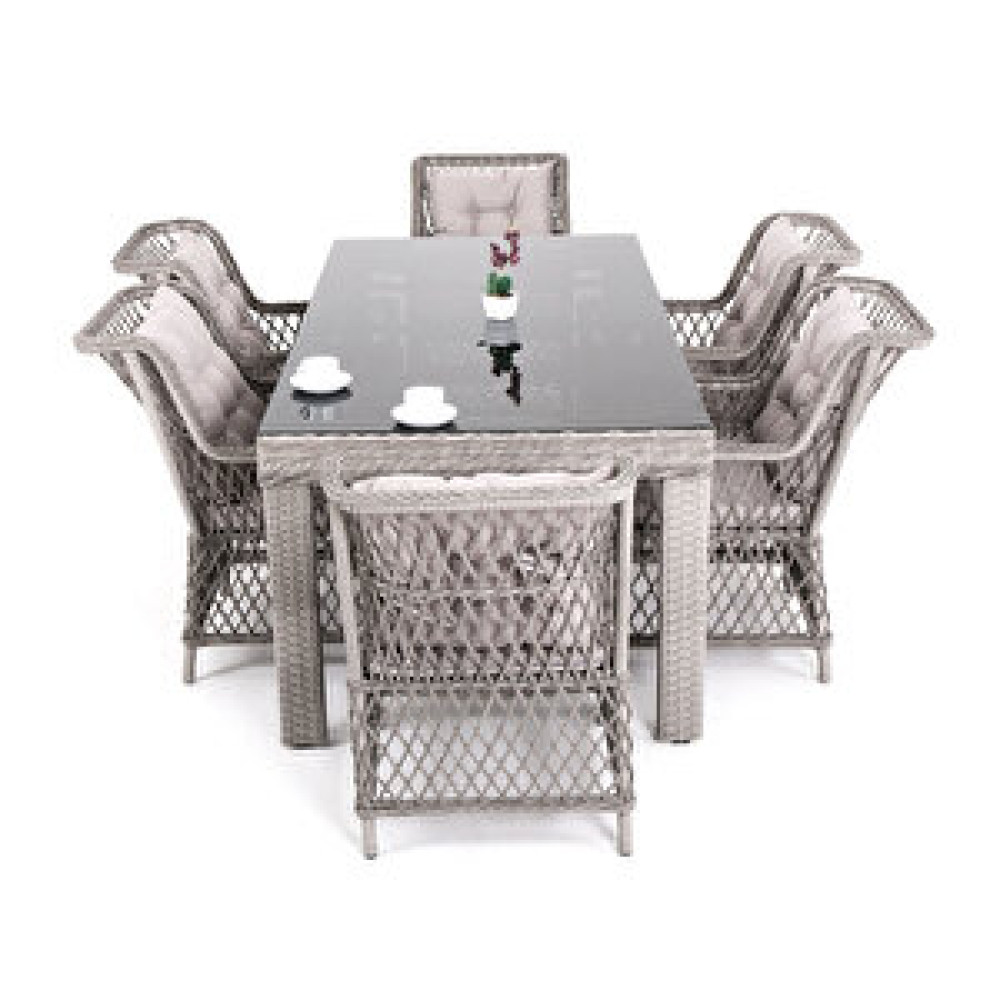 Flexy Roza Ritim 707 Gri Bahçe Balkon Yemek Takımı, 100x200 Masalı 100x200 cm Bahçe Mobilyası Takımı Fiyatı