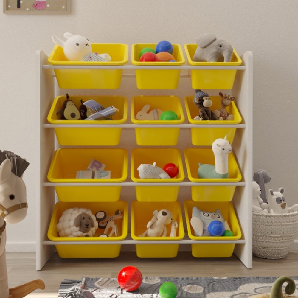 Flinder 12 Sepetli Çok Amaçlı Oyuncak Dolabı Montessori Dolap - Sarı Gardrop & Dolap Fiyatı