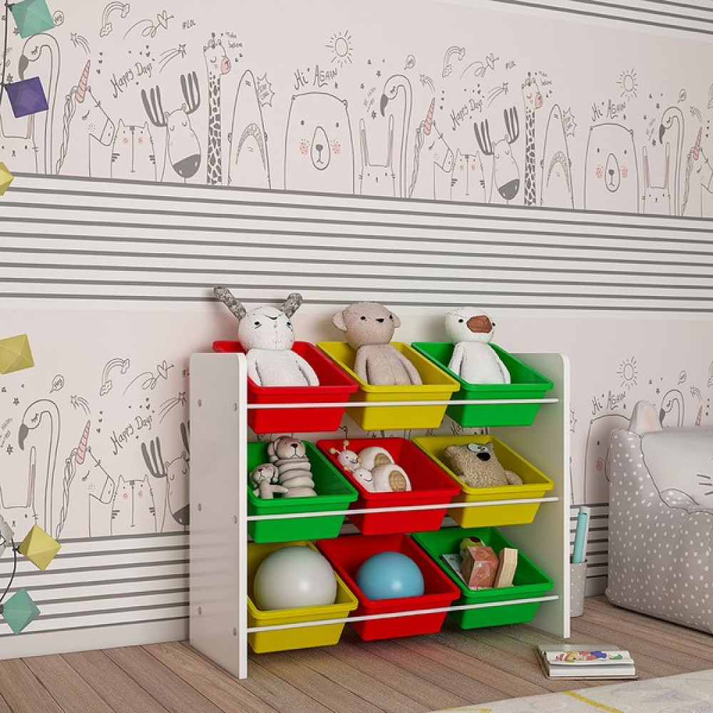 Flinder 9 Sepetli Çok Amaçlı Oyuncak Dolabı Montessori Dolap - Yeşil Gardrop & Dolap Fiyatı