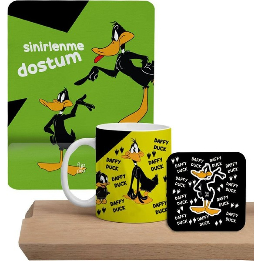 Flipped Daffy Duck Kare Mousepad+ Kupa ve Bardak Altlığı Seti - Renkli Mouse Pad Fiyatı