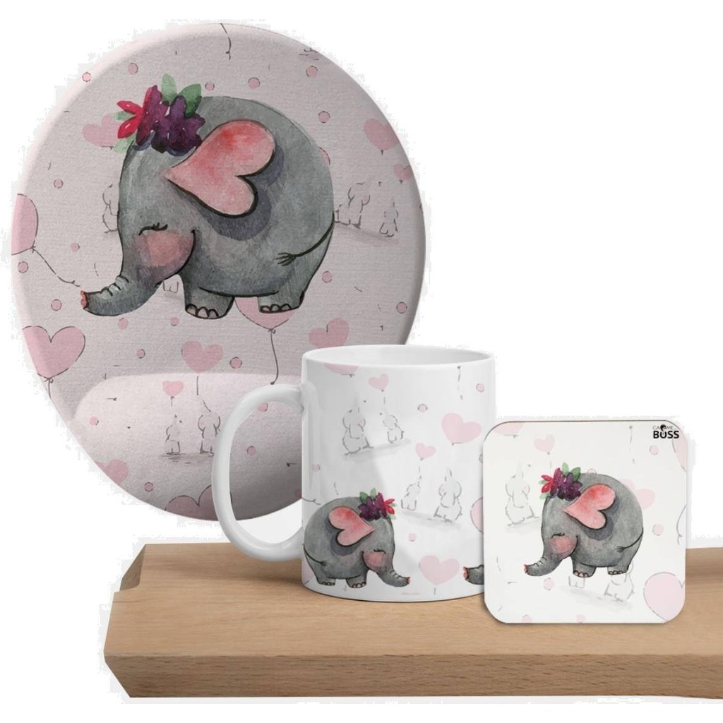 Flipped Fil Desenli Mousepad, Kupa ve Bardak Altlığı Hediye Seti Hediyelik Eşya Fiyatı