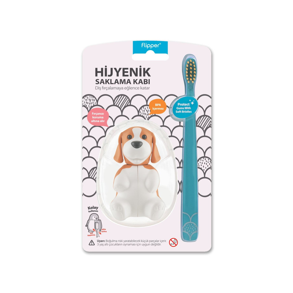 Flipper Hijyenik Fun Animal Saklama Kabı Ve Çocuk Diş Fırçası Seti - Köpek Figürlü Diş Fırçaları Fiyatı