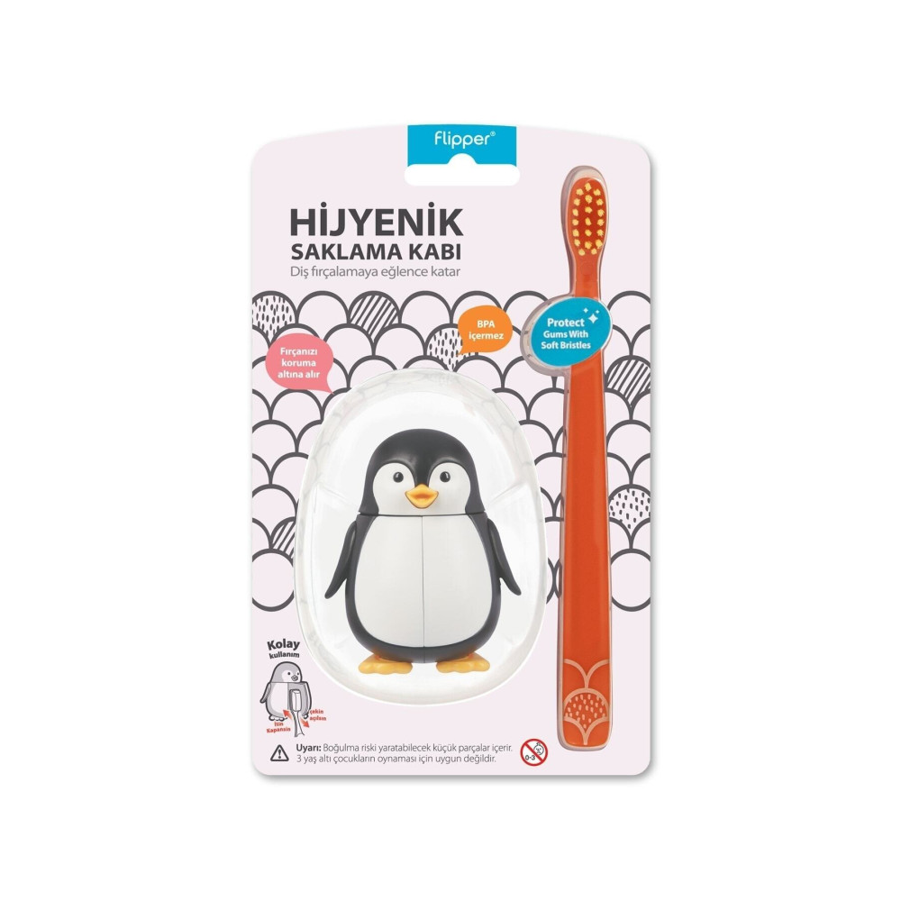 Flipper Hijyenik Fun Animal Saklama Kabı Ve Çocuk Diş Fırçası Seti - Penguen Figürlü Diş Fırçaları Fiyatı