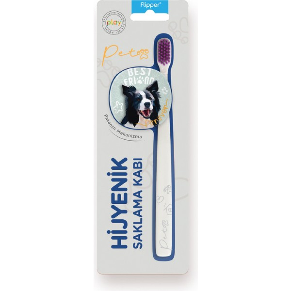 Flipper Pets Hijyenik Saklama Kabı ve Yetişkin Diş Fırçası Seti-Border Collie Köpek Diş Fırçaları Fiyatı