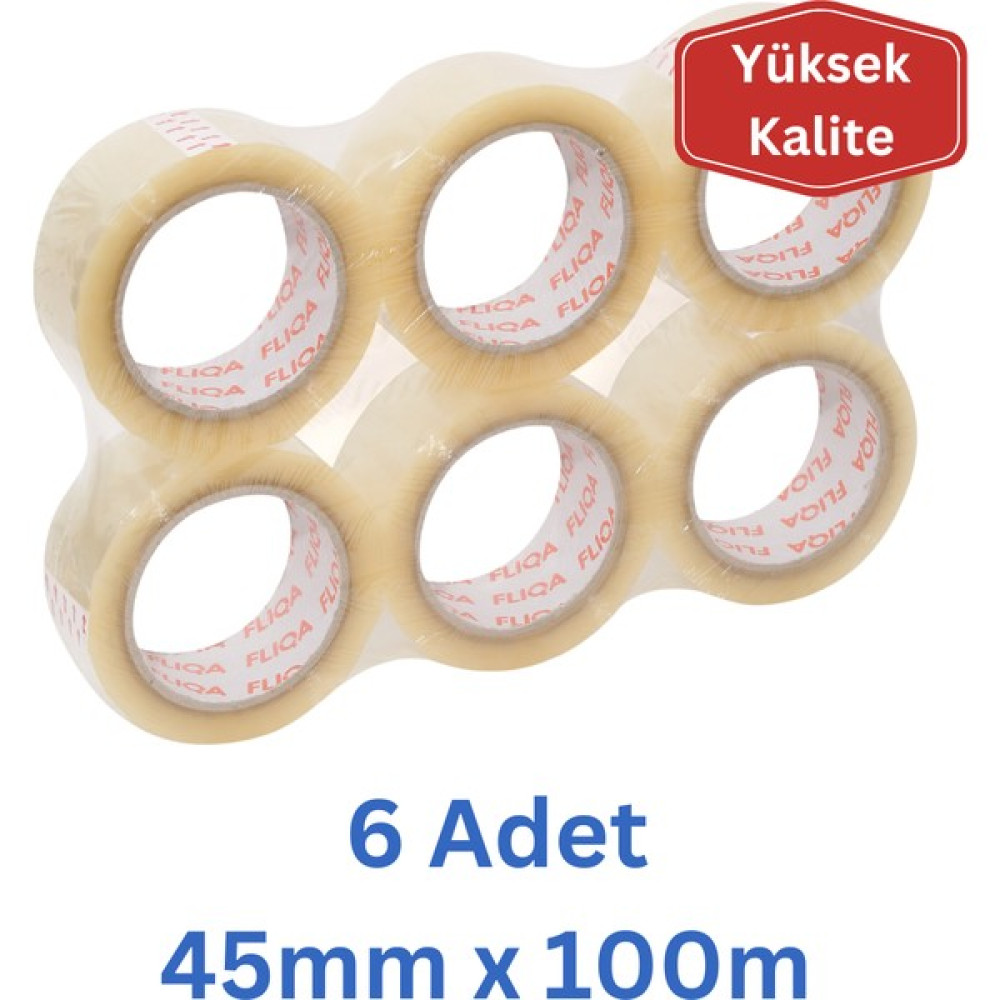 Fliqa 2011 HOTMELT Koli Bantı Şeffaf - 45mm x 100m - 6 Adet Bant Fiyatı