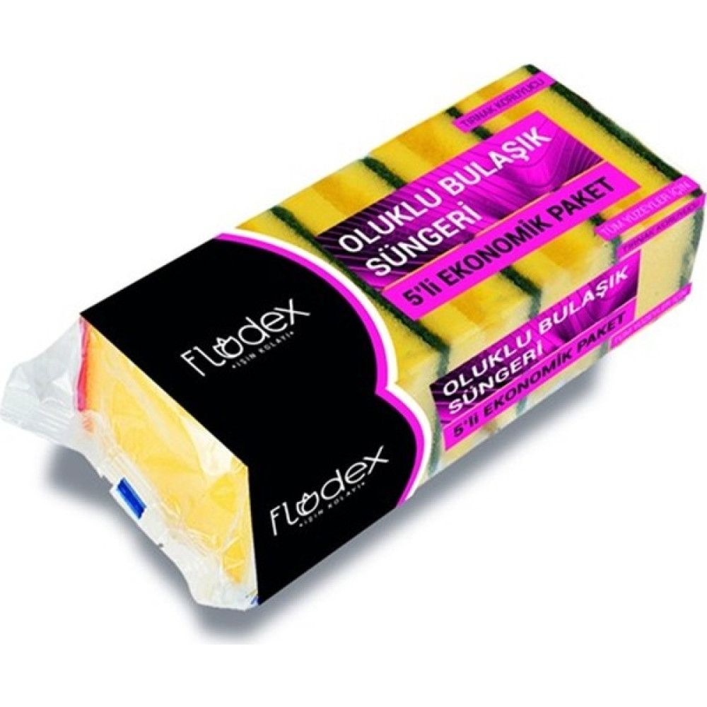 Flodex Ekstra Güçlü Yeşil Oluklu Sünger 5 Li Temizlik Malzemeleri Fiyatı