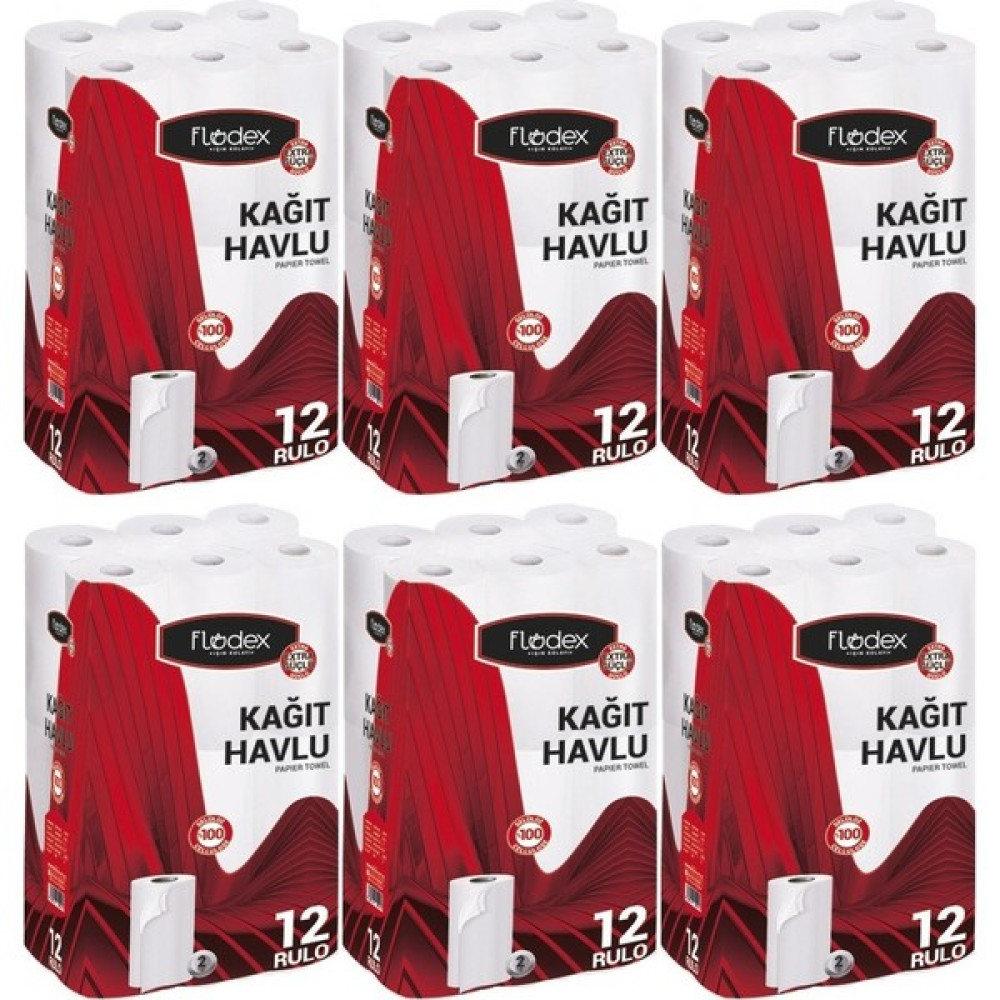 Flodex Kağıt Havlu Çift Katlı 72 Li Paket (6 Paket x 12) (Extra Güçlü Serisi) Kağıt Havlu Fiyatı