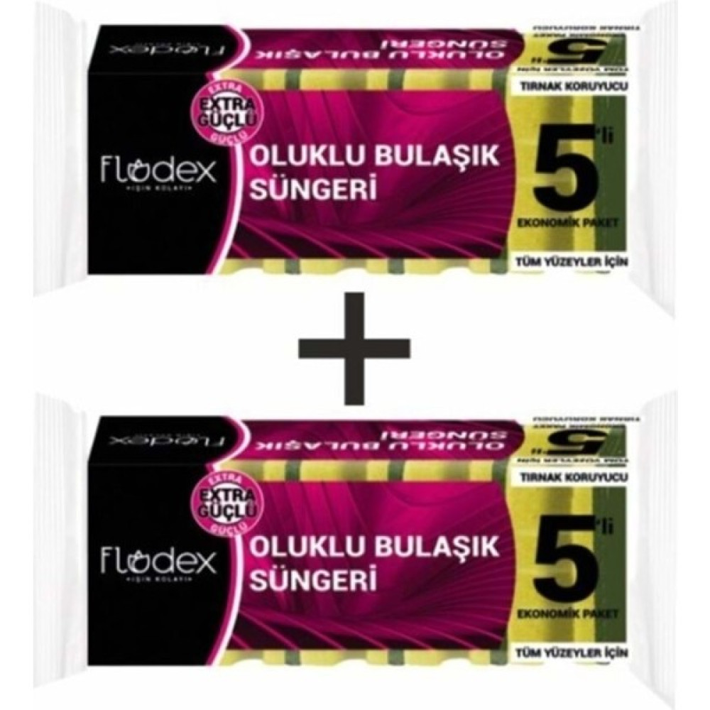 Flodex Oluklu Bulaşık Süngeri 5'li X2 - Sarı Bulaşık Yıkama Fiyatı