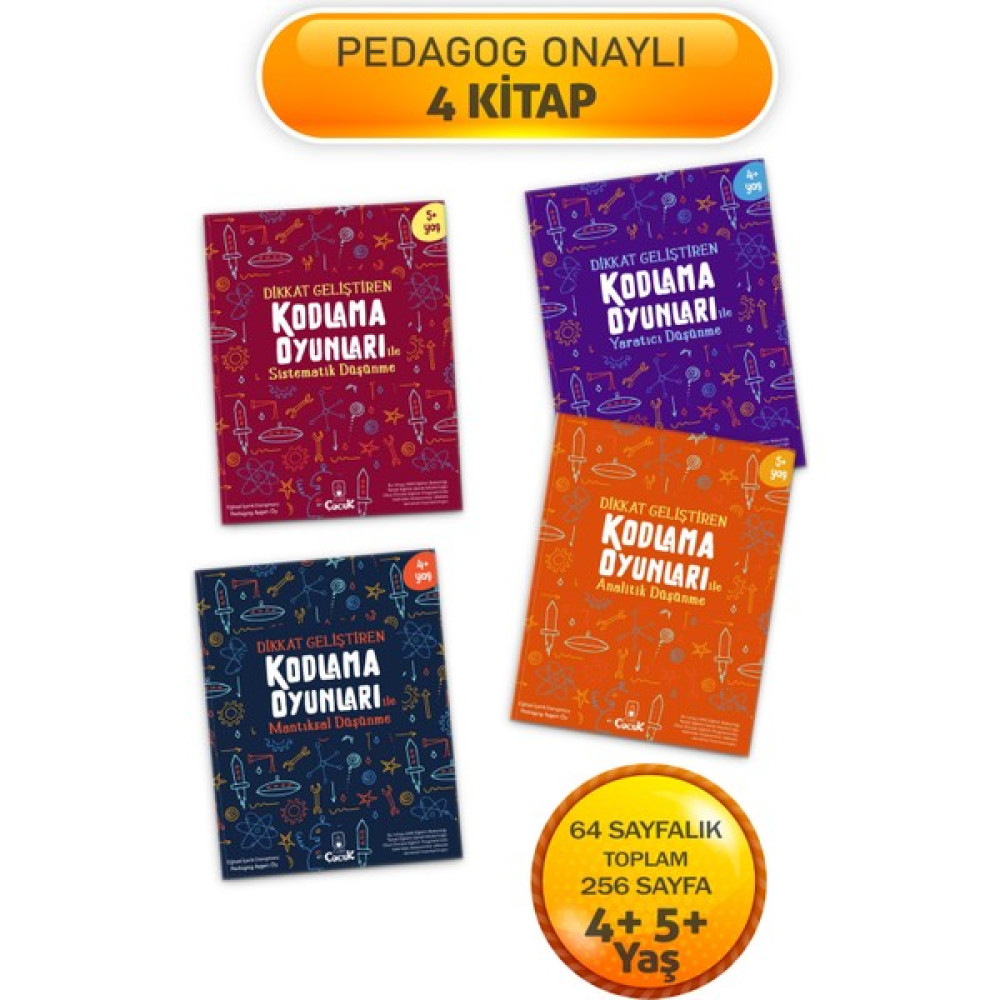 Floki Çocuk 4+ 5+ Yaş Düşünme Becerili “Dikkat Geliştiren Kodlama Oyunları” Okul Öncesi Etkinlik Seti 4 Kitap Zihinsel Gelişim Kitapları Fiyatı