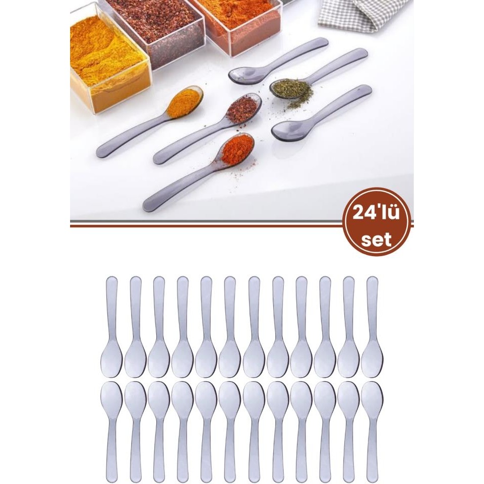 Flora 24’lü Baharat Kaşığı Seti Plastik, Tuz Şeker Karabiber Kakao Kahve Kekik Kaşığı 24’lü Set - Şeffaf Tuz, Şeker, Baharat Fiyatı