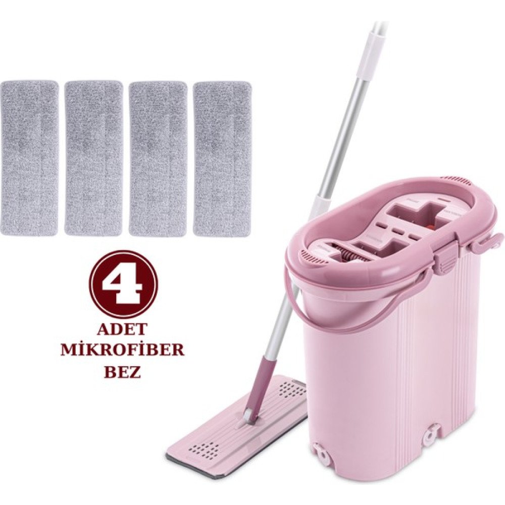 Flora 3 Bölmeli Trio Tablet Mop Seti ve 4 Adet Mikrofiber Bez F405 - Pembe Temizlik Malzemeleri Fiyatı