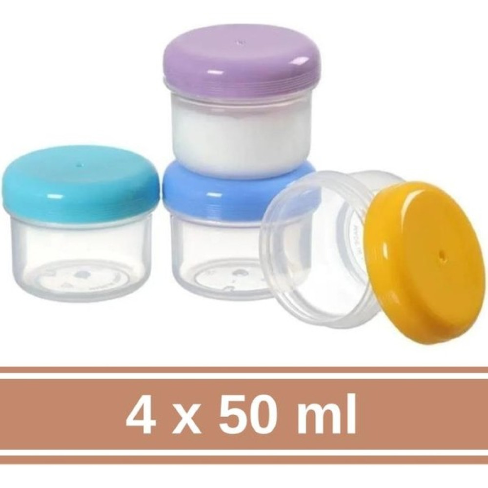 Flora 4 Adet Bebek Mama Yoğurt Saklama Kabı, Besin Ölçekli Sızdırmaz Mama Kabı 4’lü Set (4X50ML) - Renk - Şeffaf Saklama Kapları Fiyatı
