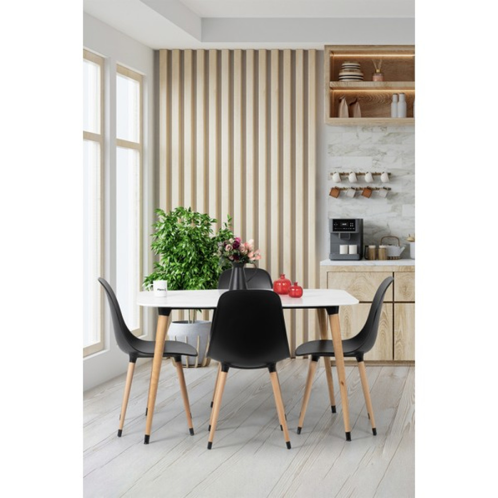 Flora Design Atlas Mdf 120X77 Granit Axen/ Mutfak Masa Takımı / 4 Kişilik Mutfak Masası Takımı Masa - Sandalye Seti / Takımı Fiyatı